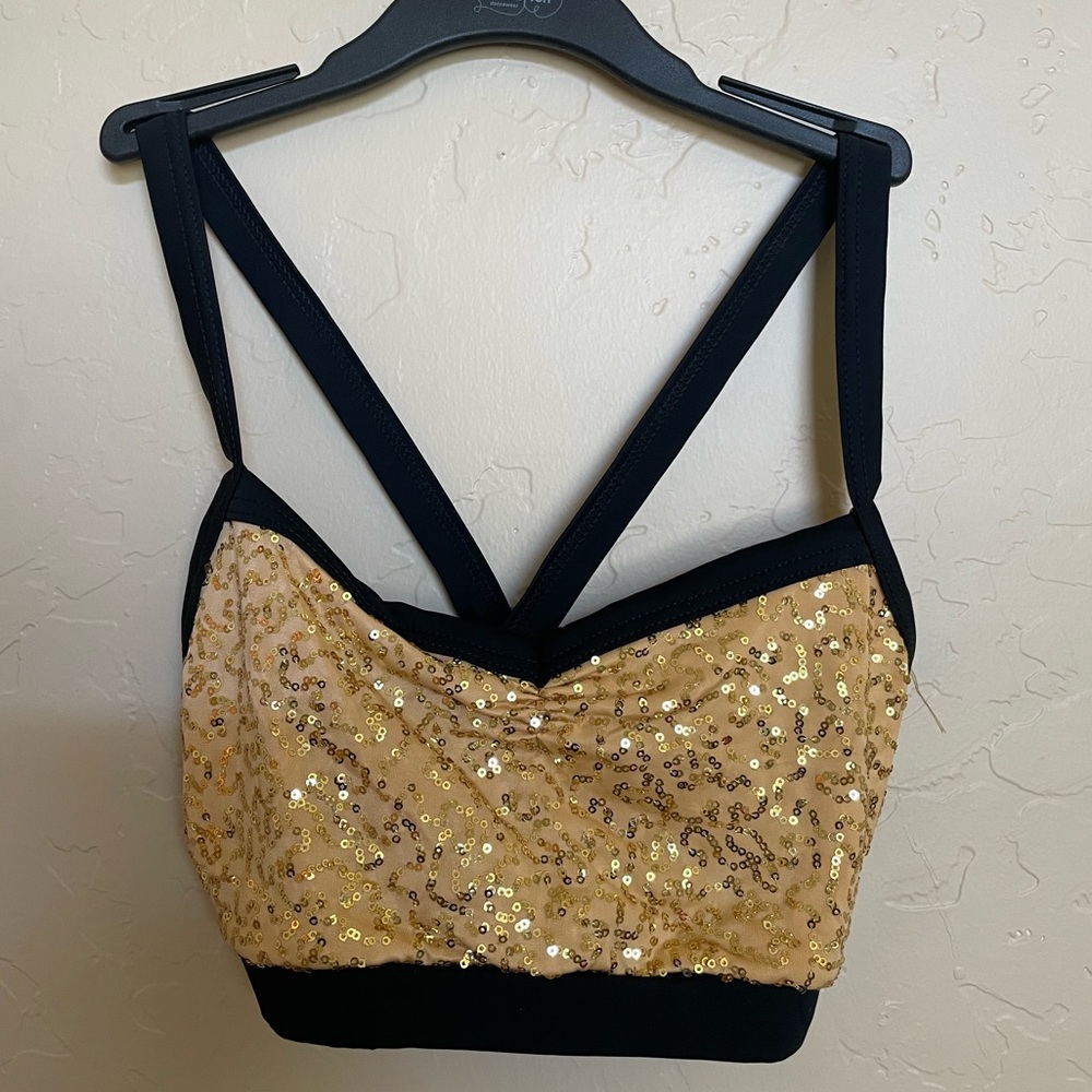 black/gold two piece solo costume